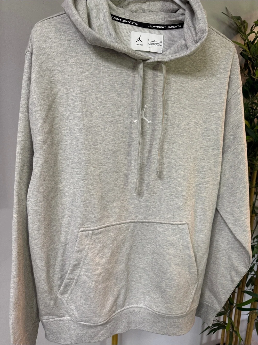 Jordan Light Gray Pullover Hoodie with Jumpman EUC S